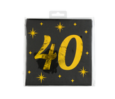 40 Jaar Servetten Zwart Goud 16st